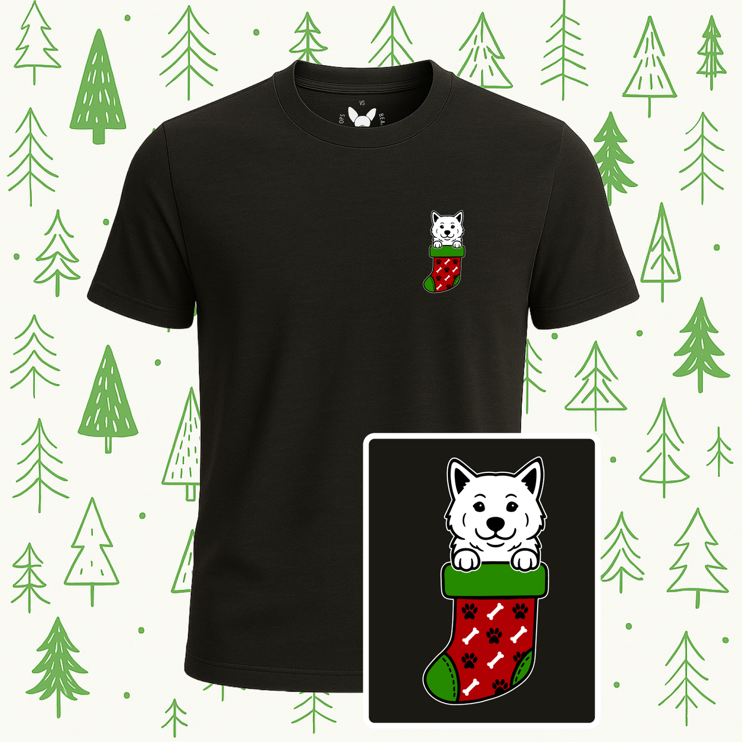 Akita Christmas Stocking Tee