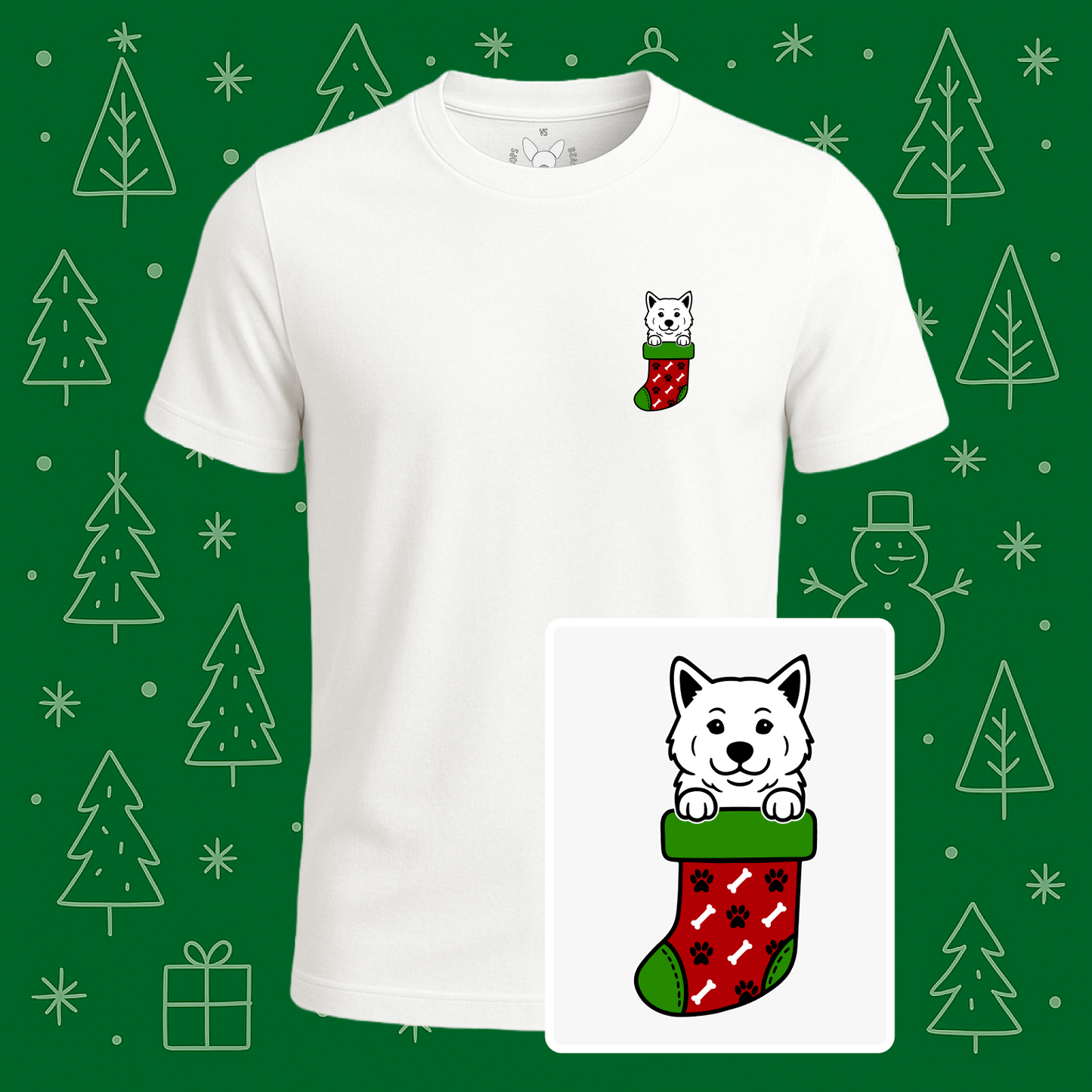Akita Christmas Stocking Tee