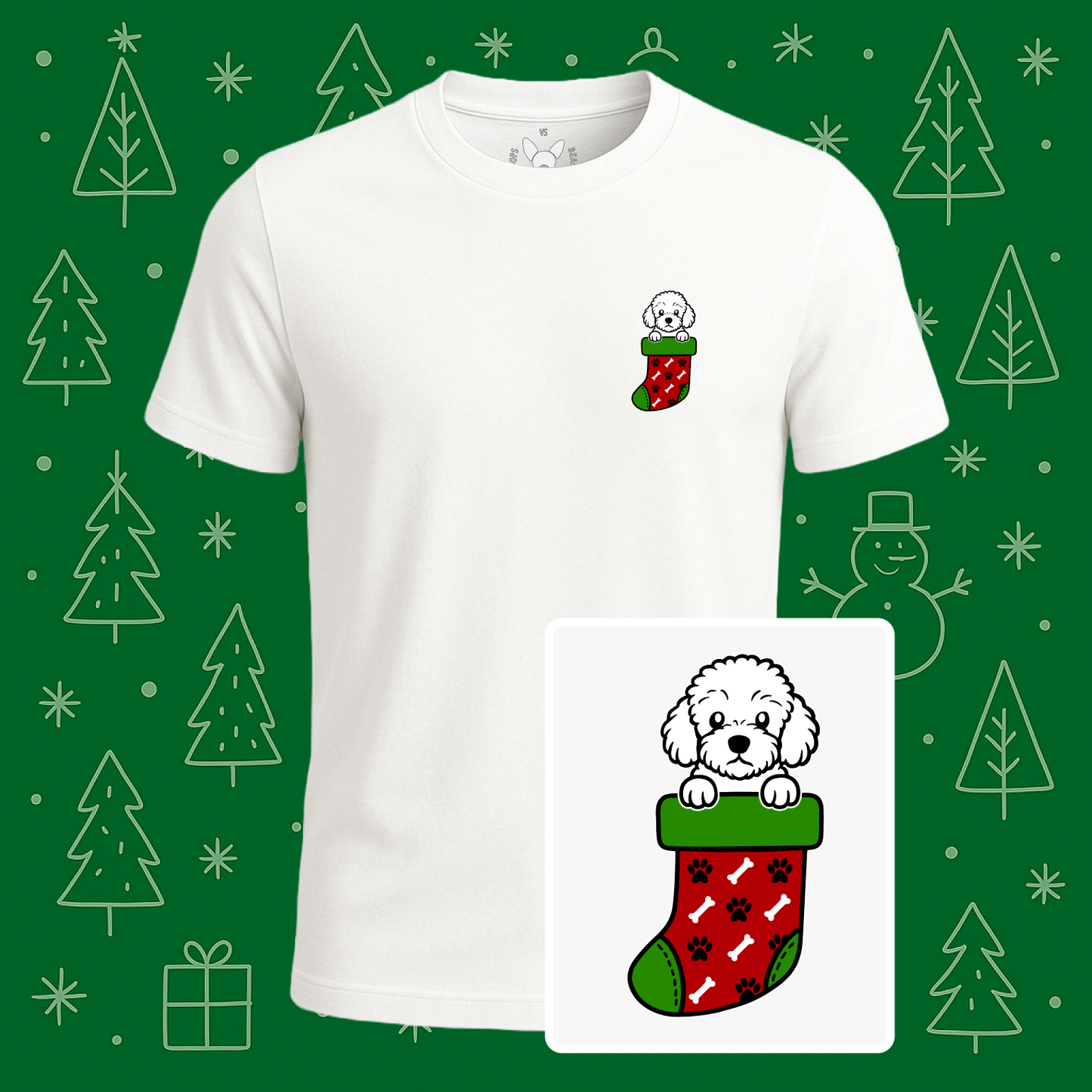 Bichon Frise Christmas Stocking Tee