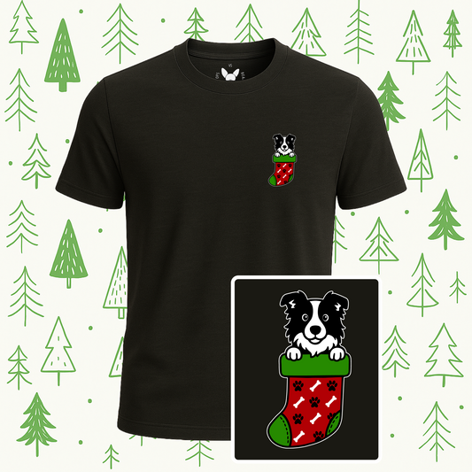 Border Collie Christmas Stocking Tee