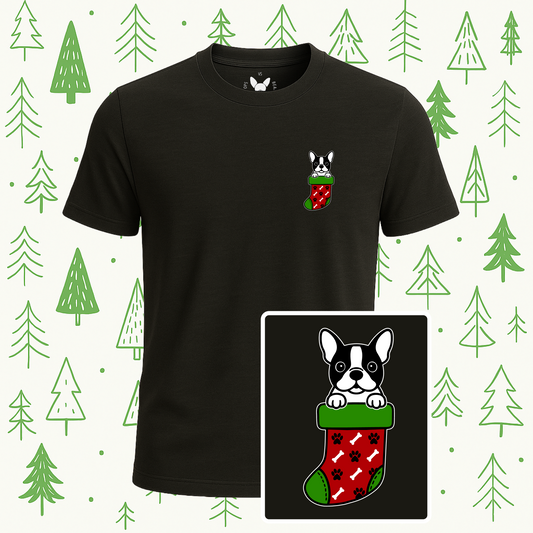 Boston Terrier Christmas Stocking Tee