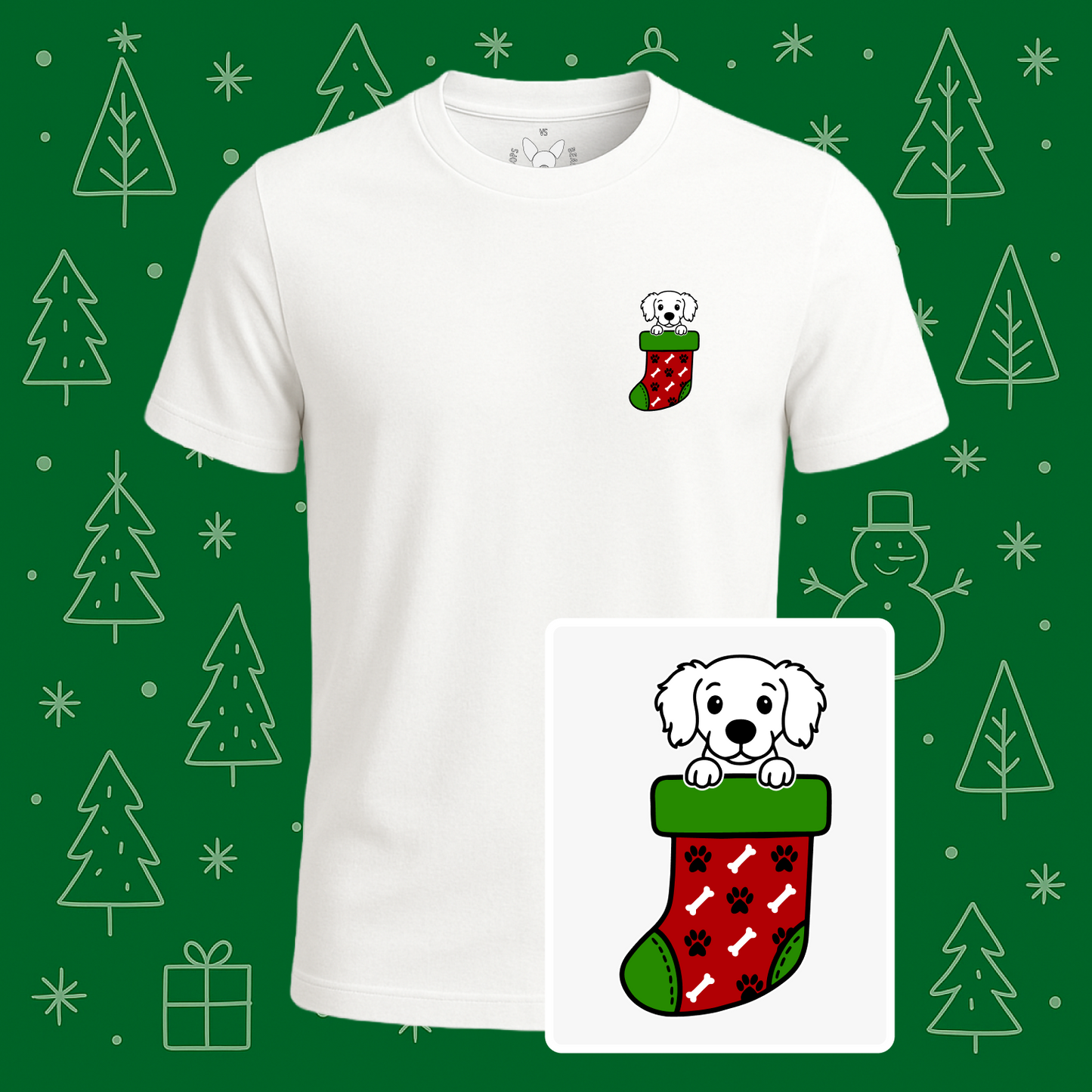 Long Haired Dachshund Christmas Stocking Tee