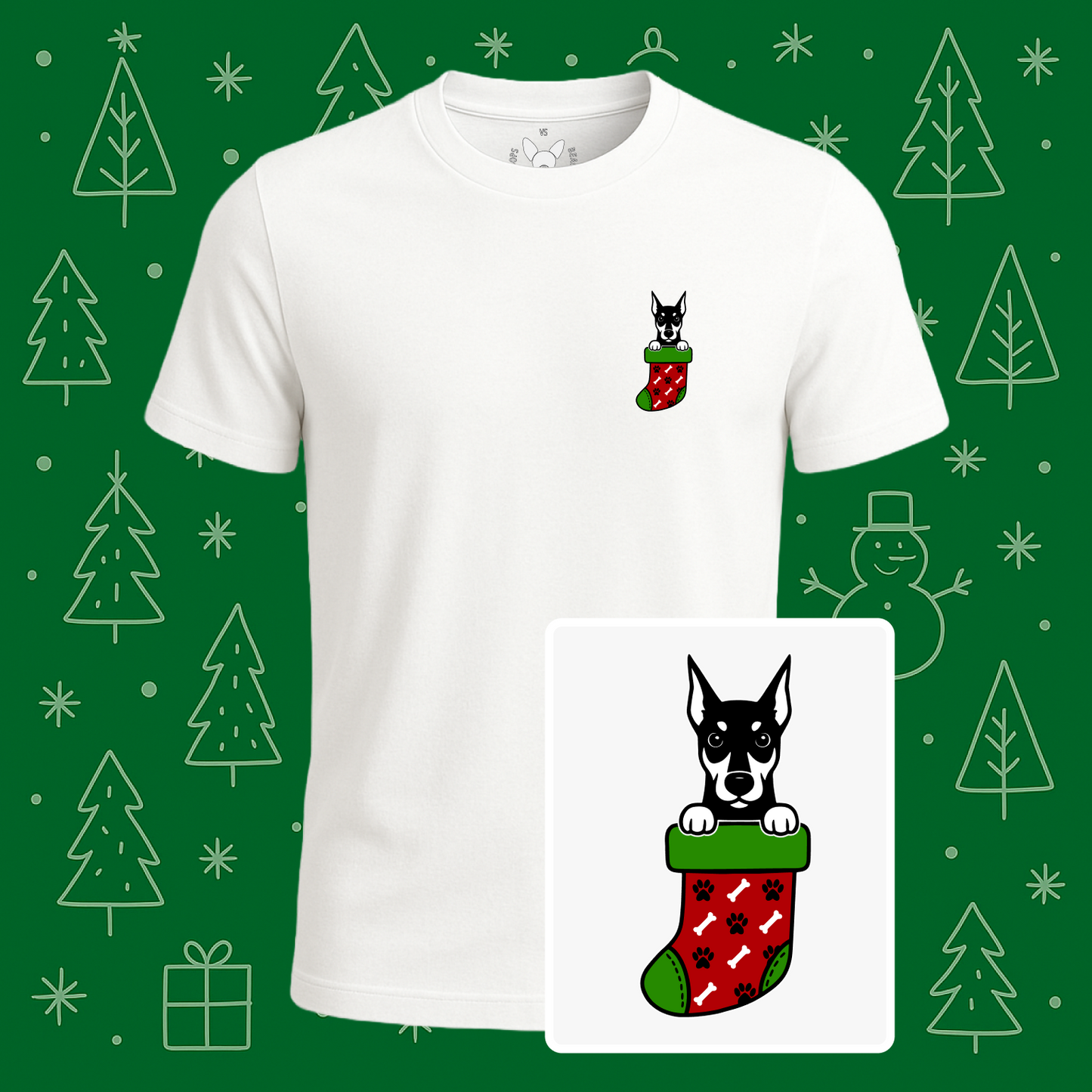 Doberman Christmas Stocking Tee