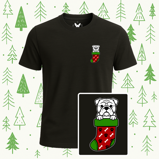 English Bulldog Christmas Stocking Tee