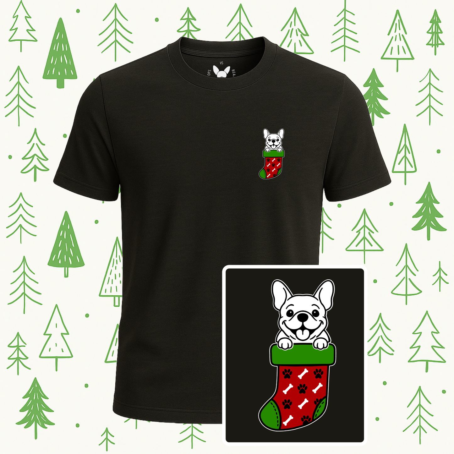 French Bulldog (Frenchie) Christmas Stocking Tee