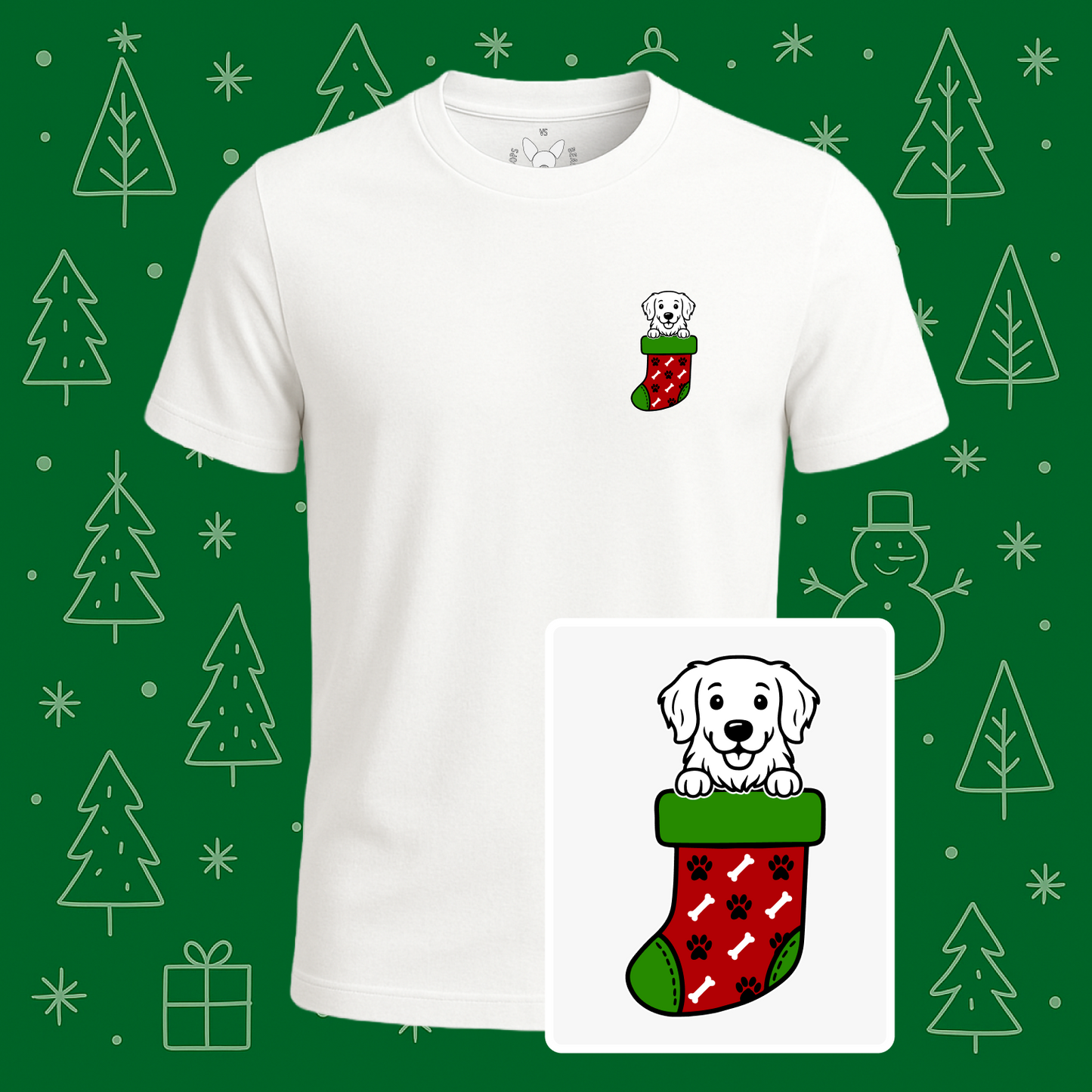 Golden Retriever Christmas Stocking Tee
