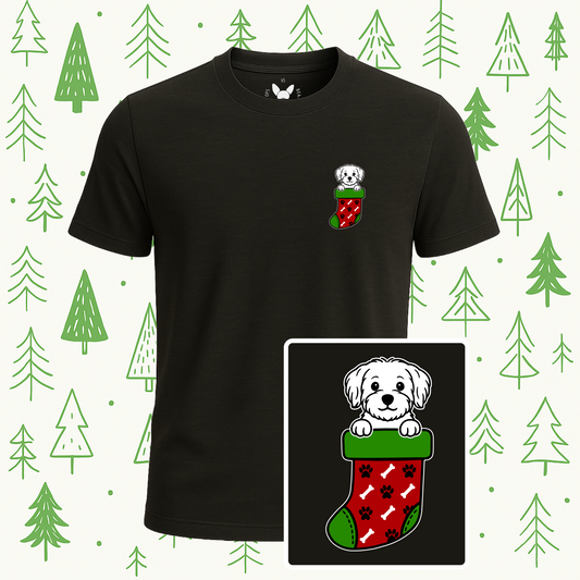 Maltese Christmas Stocking Tee