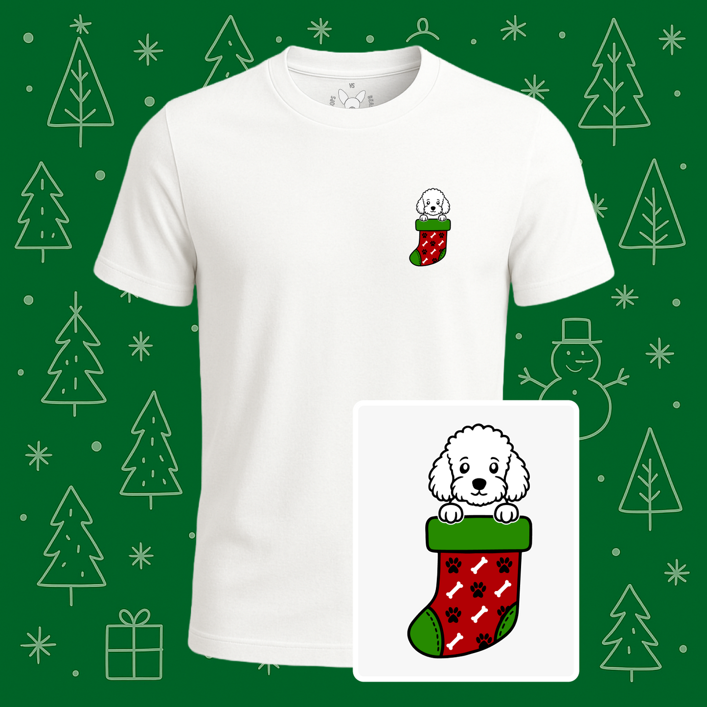 Toy Poodle Christmas Stocking Tee