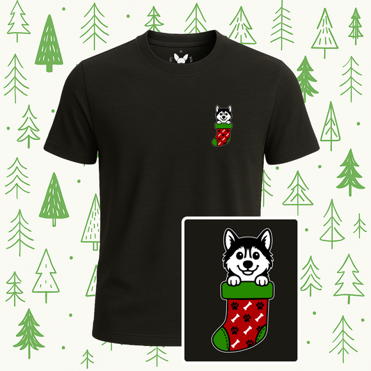 Siberian Husky Christmas Stocking Tee