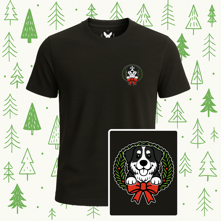 Bernese Mountain Dog Holiday Wreath Tee