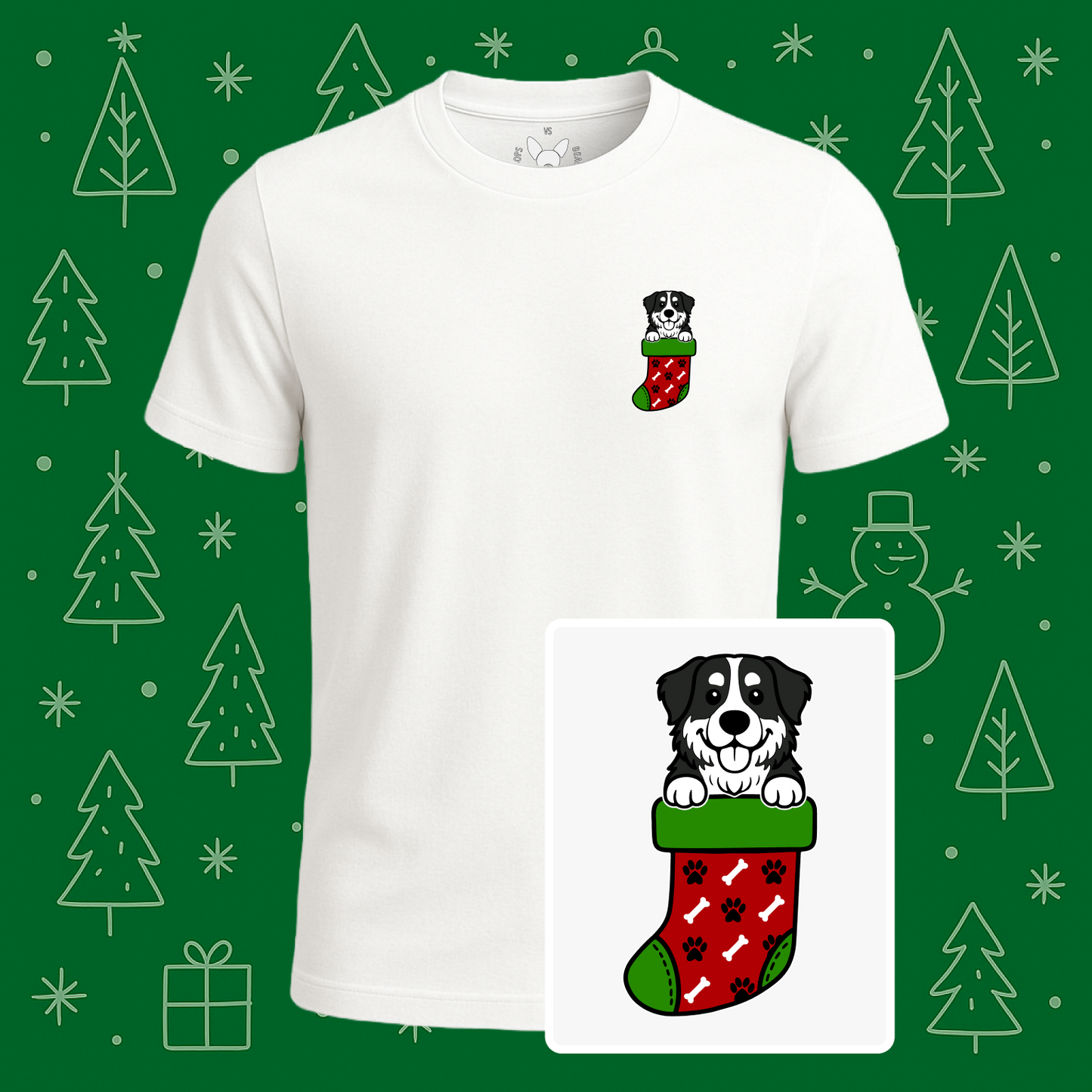 Bernese Mountain Dog Christmas Stocking Tee