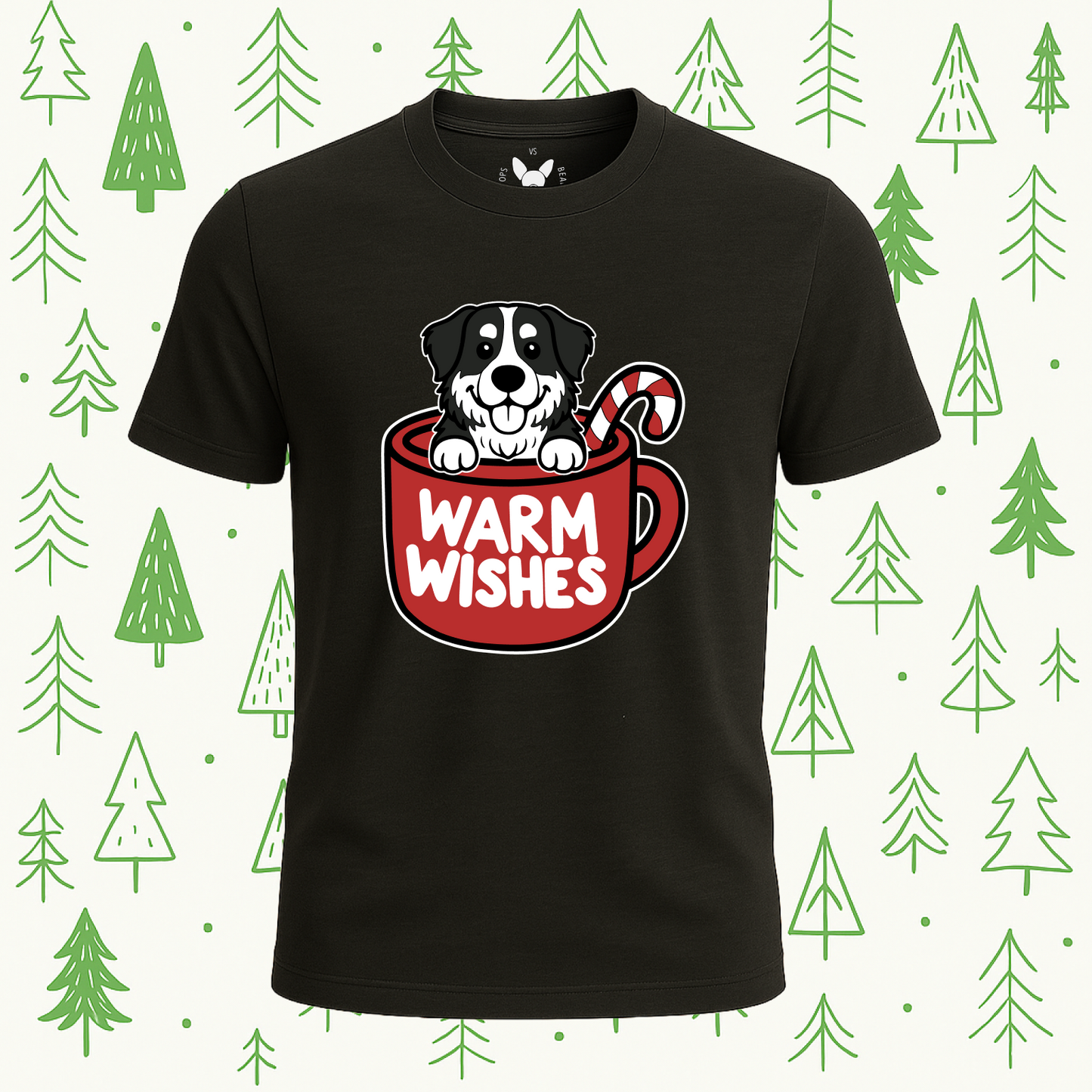 Bernese Mountain Dog Warm Wishes Tee - Feature Print