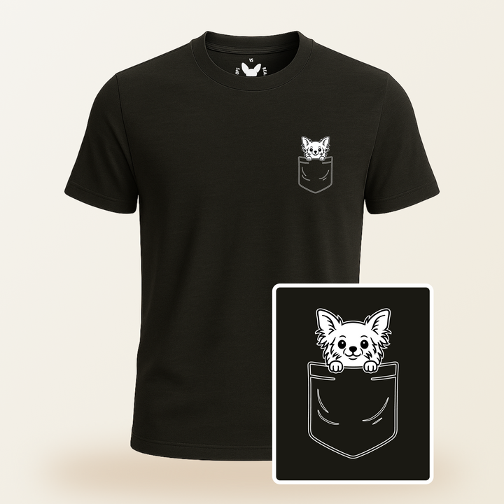 Long Haired Chihuahua Pocket-Print Tee