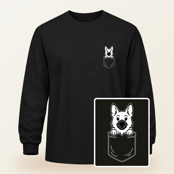 German Shepherd Pocket-Print Long Sleeve Tee