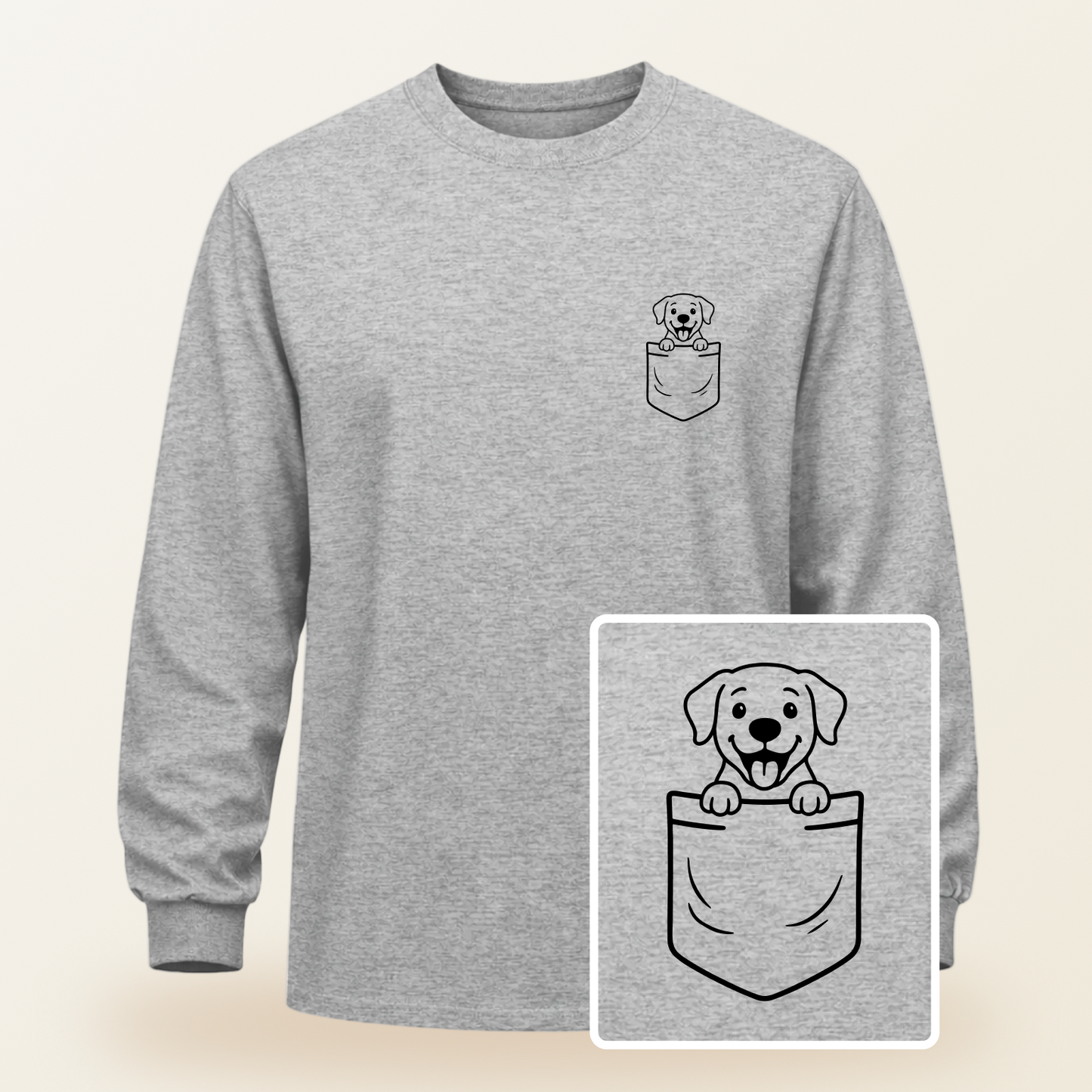 Labrador Retriever Pocket-Print Long Sleeve Tee