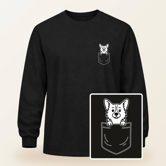 Pembroke Welsh Corgi Pocket-Print Long Sleeve Tee
