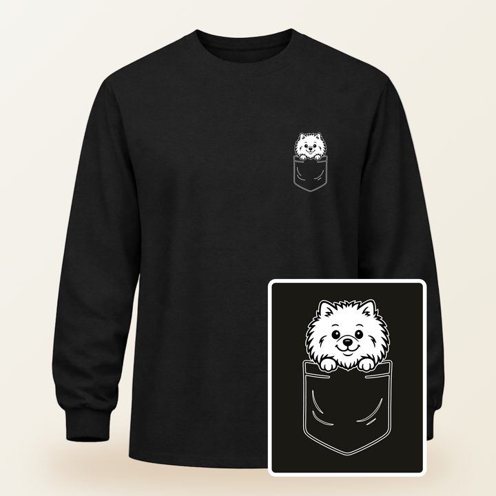Pomeranian Pocket-Print Long Sleeve Tee