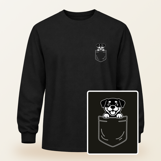 Rottweiler Pocket-Print Long Sleeve Tee