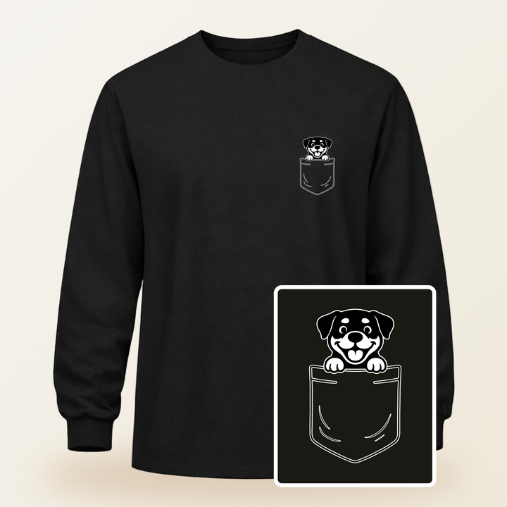 Rottweiler Pocket-Print Long Sleeve Tee