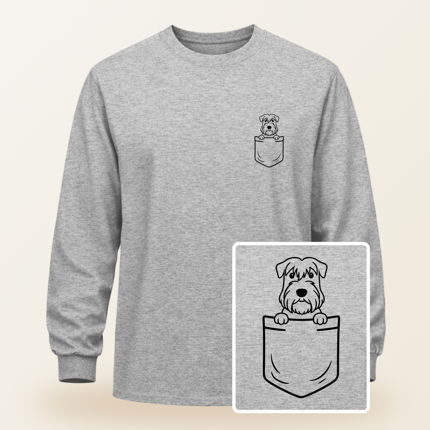 Sealyham Pocket-Print Long Sleeve Tee
