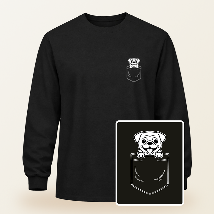 Pug Pocket-Print Long Sleeve Tee