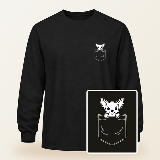 Chihuahua Pocket-Print Long Sleeve Tee