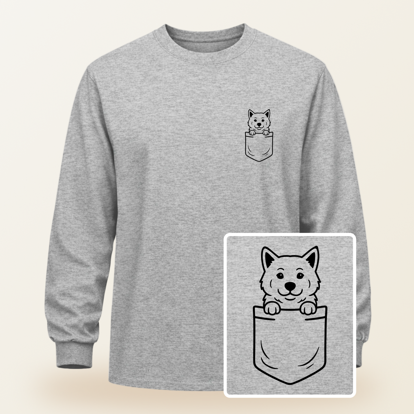 Akita Pocket-Print Long Sleeve Tee