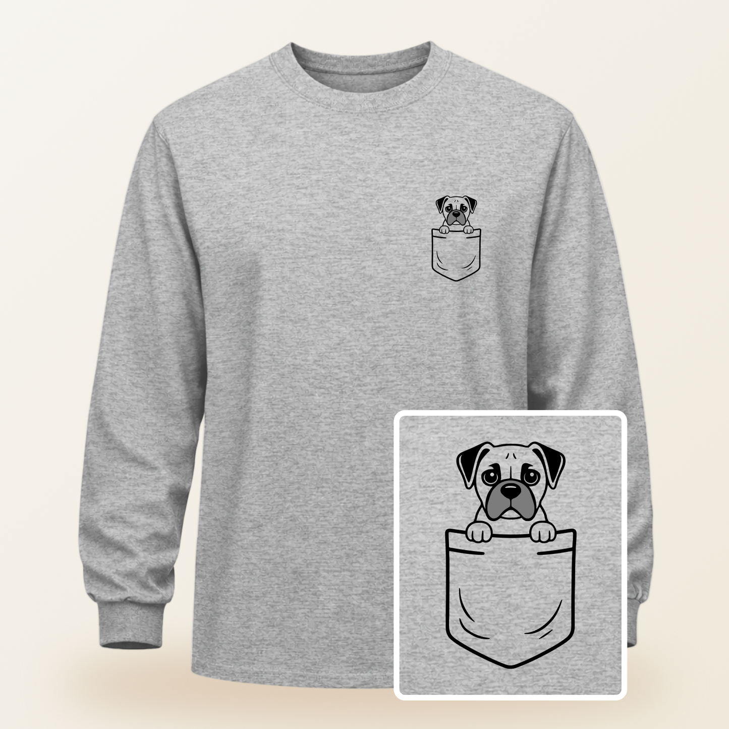 Boxer Pocket-Print Long Sleeve Tee