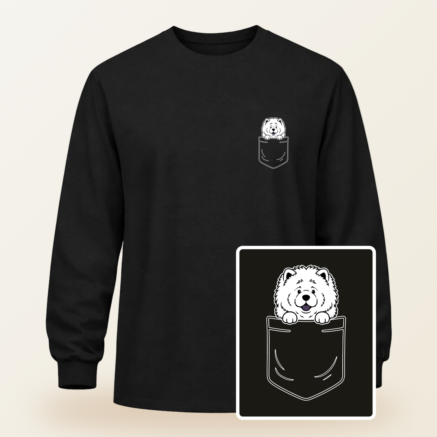 Chow Chow Pocket-Print Long Sleeve Tee
