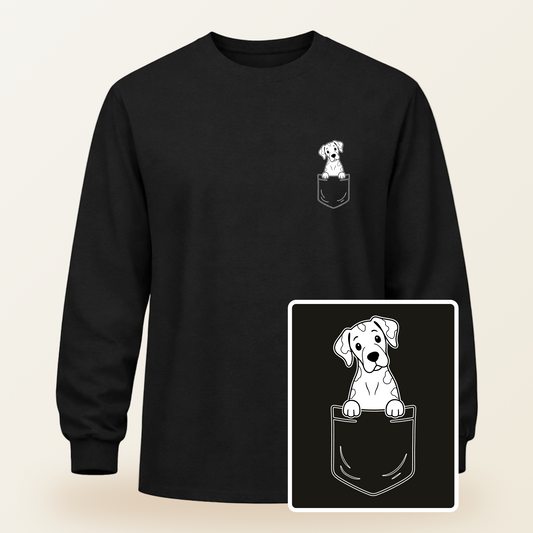 Great Dane (Harlequin) Pocket-Print Long Sleeve Tee