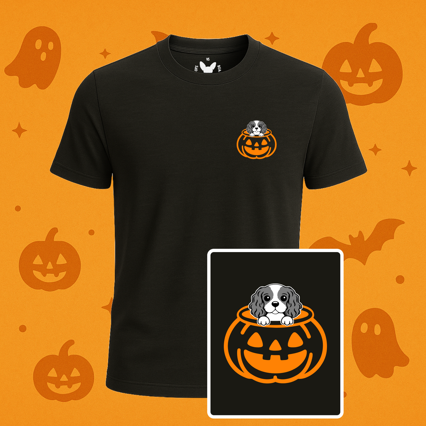 Cavalier King Charles Spaniel Halloween Pumpkin Pup Tees