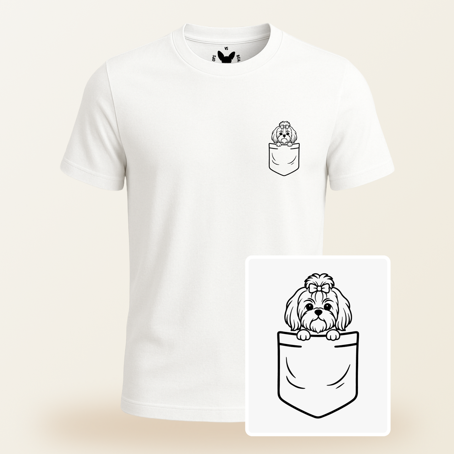 Shih Tzu (Top Knot) Pocket-Print Tee