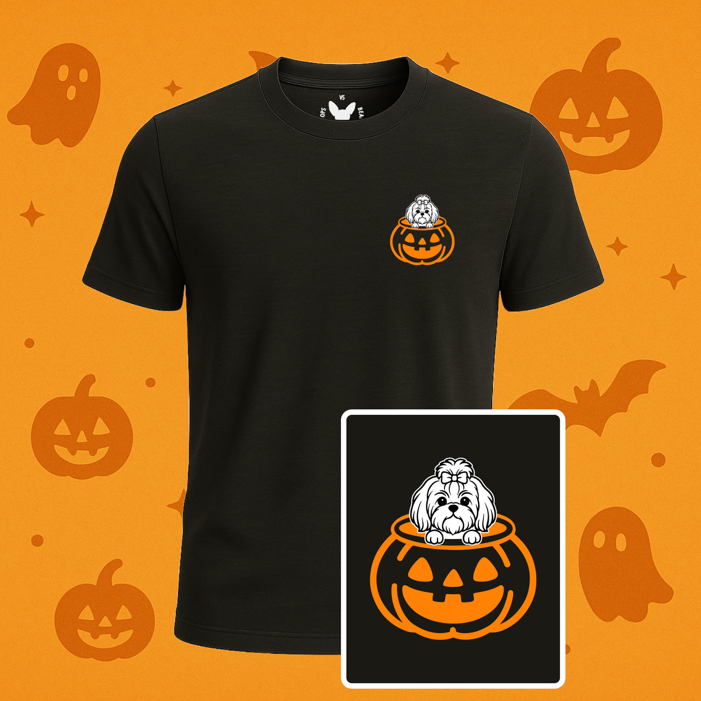 Shih Tzu (Top Knot) Halloween Pumpkin Pup Tees