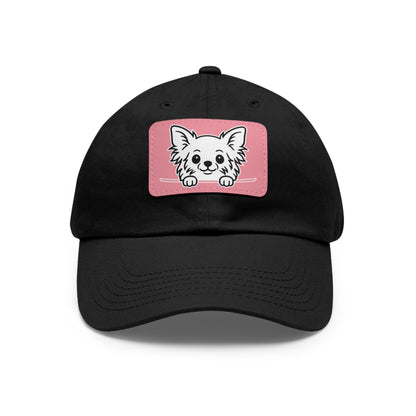 Long Haired Chihuahua Dad Hat – Unisex Leather Patch Adjustable Cap