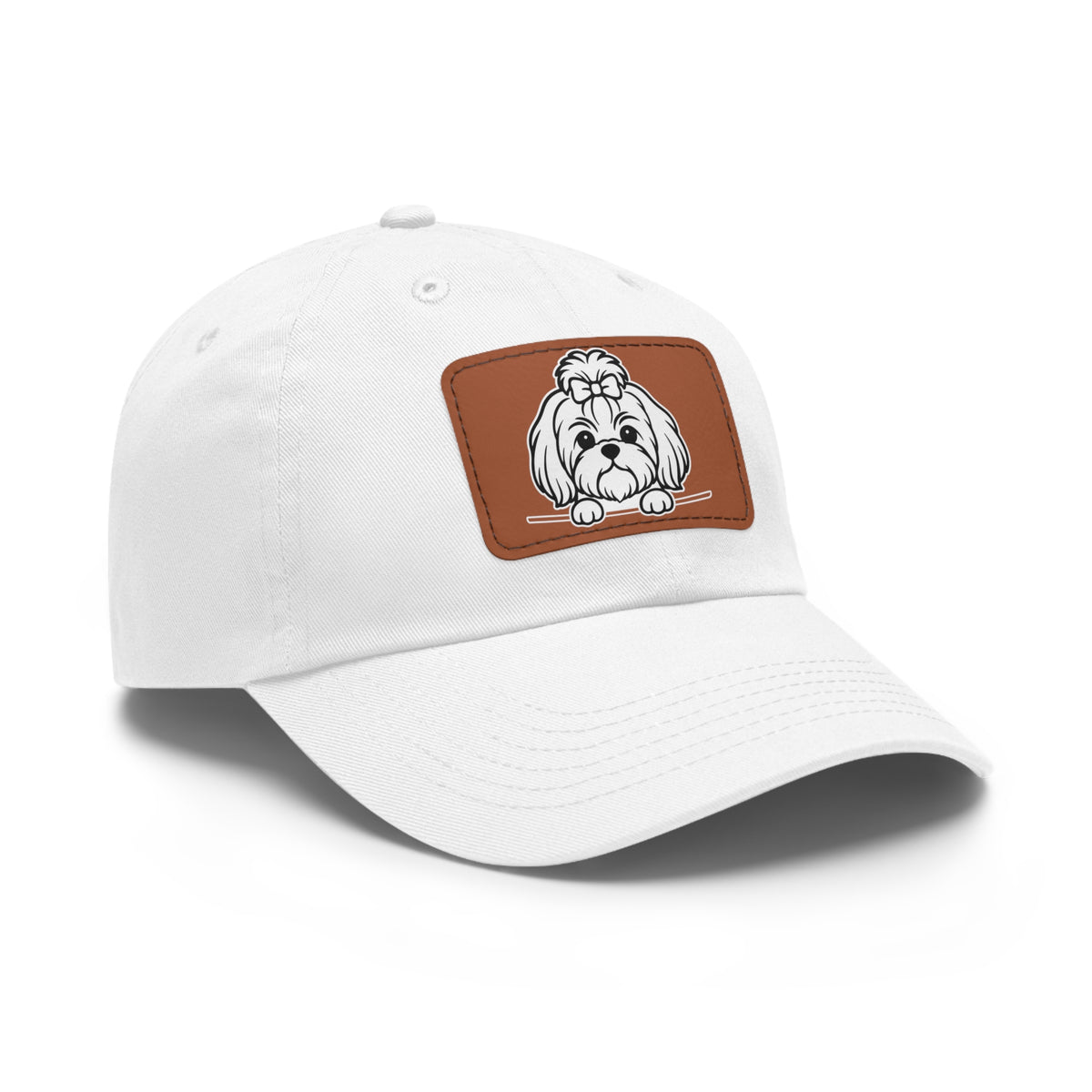 Shih Tzu (Top Knot) Dad Hat – Unisex Leather Patch Adjustable Cap