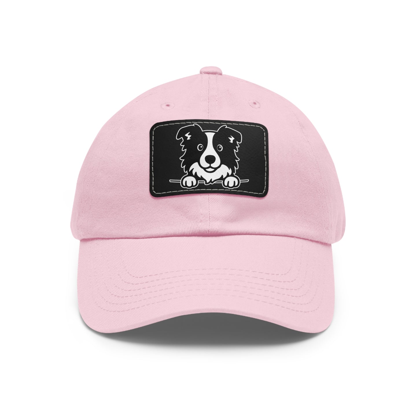 Border Collie Dad Hat – Unisex Leather Patch Adjustable Cap