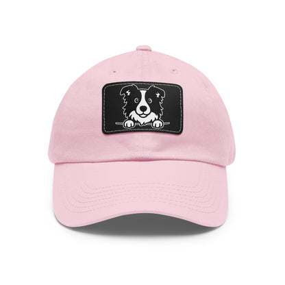 Border Collie Dad Hat – Unisex Leather Patch Adjustable Cap