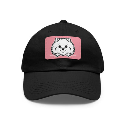 Pomeranian Dad Hat – Unisex Leather Patch Adjustable Cap