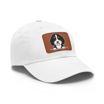 Bernedoodle Dad Hat – Unisex Leather Patch Adjustable Cap