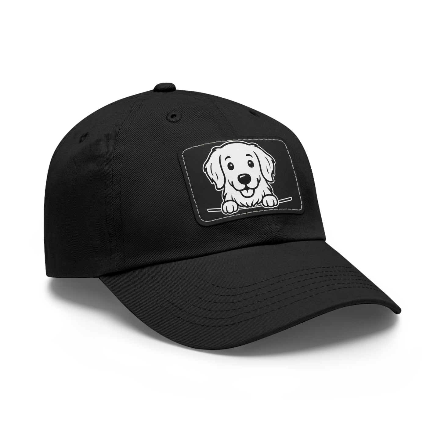 Golden Retriever Dad Hat – Unisex Leather Patch Adjustable Cap