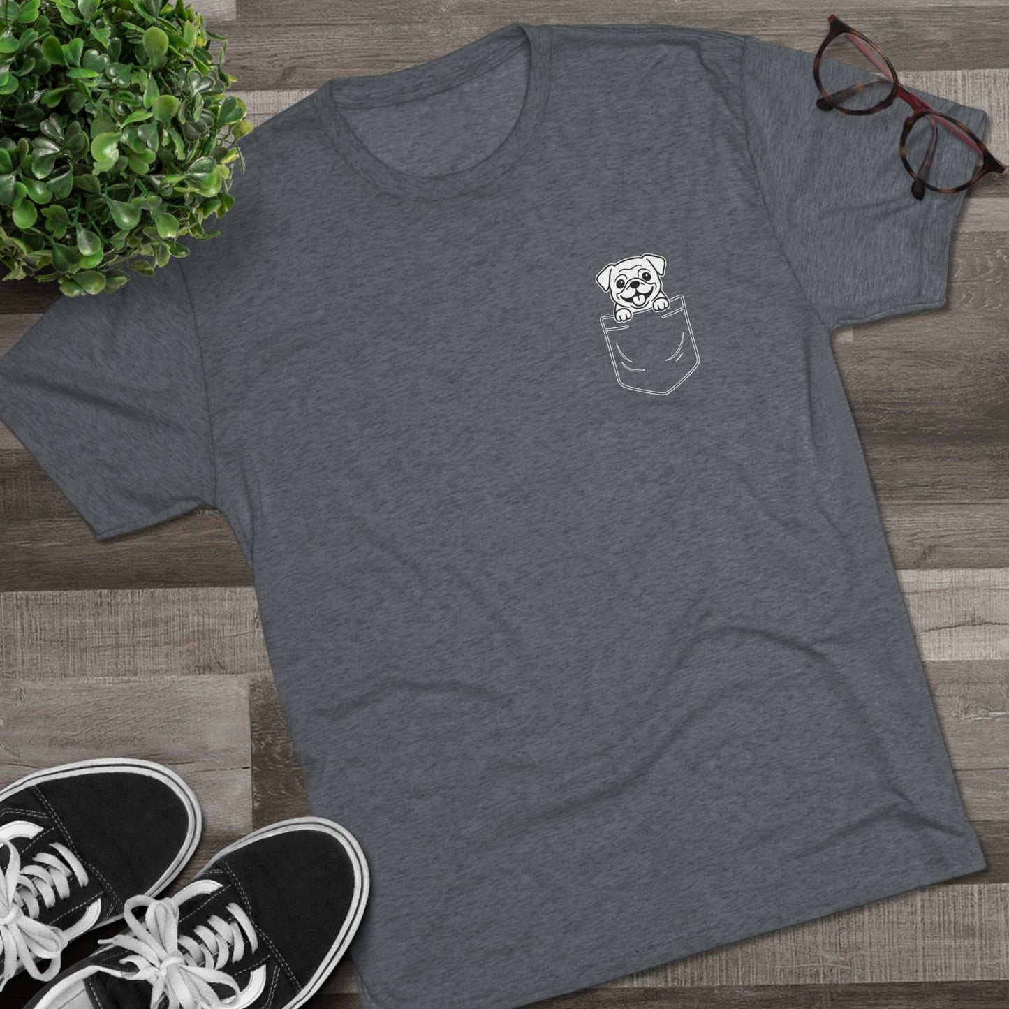 Pug Pocket-Print Tri-blend Tee