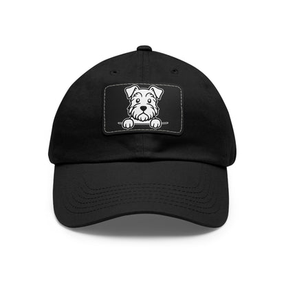 Schnauzer Dad Hat – Unisex Leather Patch Adjustable Cap