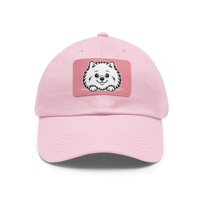 Pomeranian Dad Hat – Unisex Leather Patch Adjustable Cap