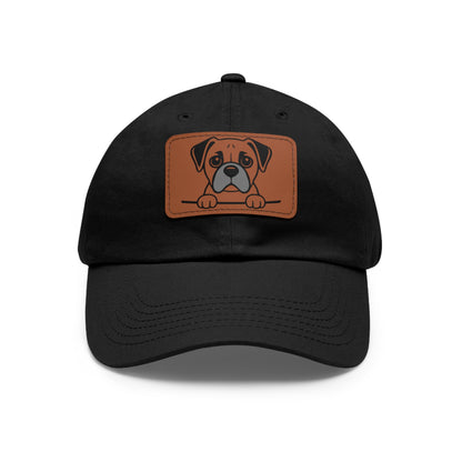 Boxer Dad Hat – Unisex Leather Patch Adjustable Cap