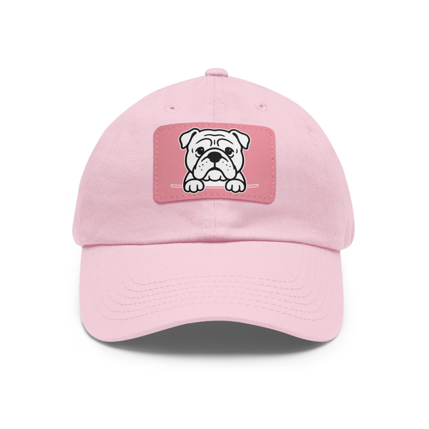English Bulldog Dad Hat – Unisex Leather Patch Adjustable Cap