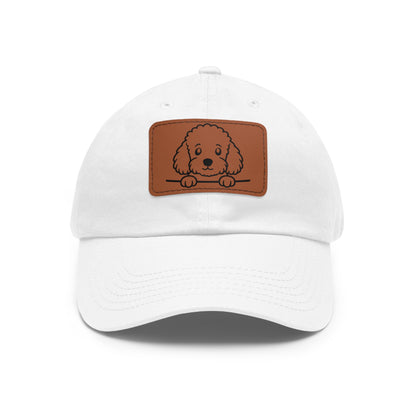 Toy Poodle Dad Hat – Unisex Leather Patch Adjustable Cap