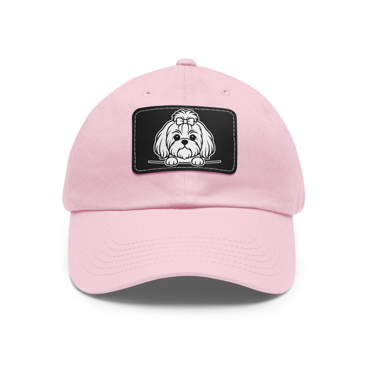 Shih Tzu (Top Knot) Dad Hat – Unisex Leather Patch Adjustable Cap