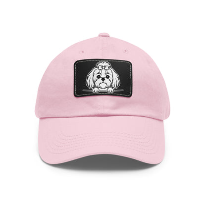 Shih Tzu (Top Knot) Dad Hat – Unisex Leather Patch Adjustable Cap