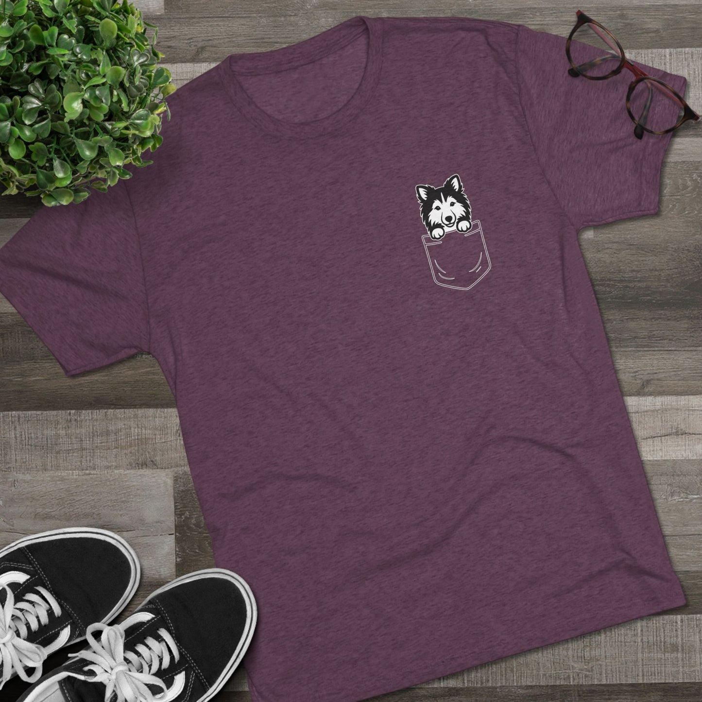 Shetland Sheepdog (Sheltie) Pocket-Print Tri-blend Tee