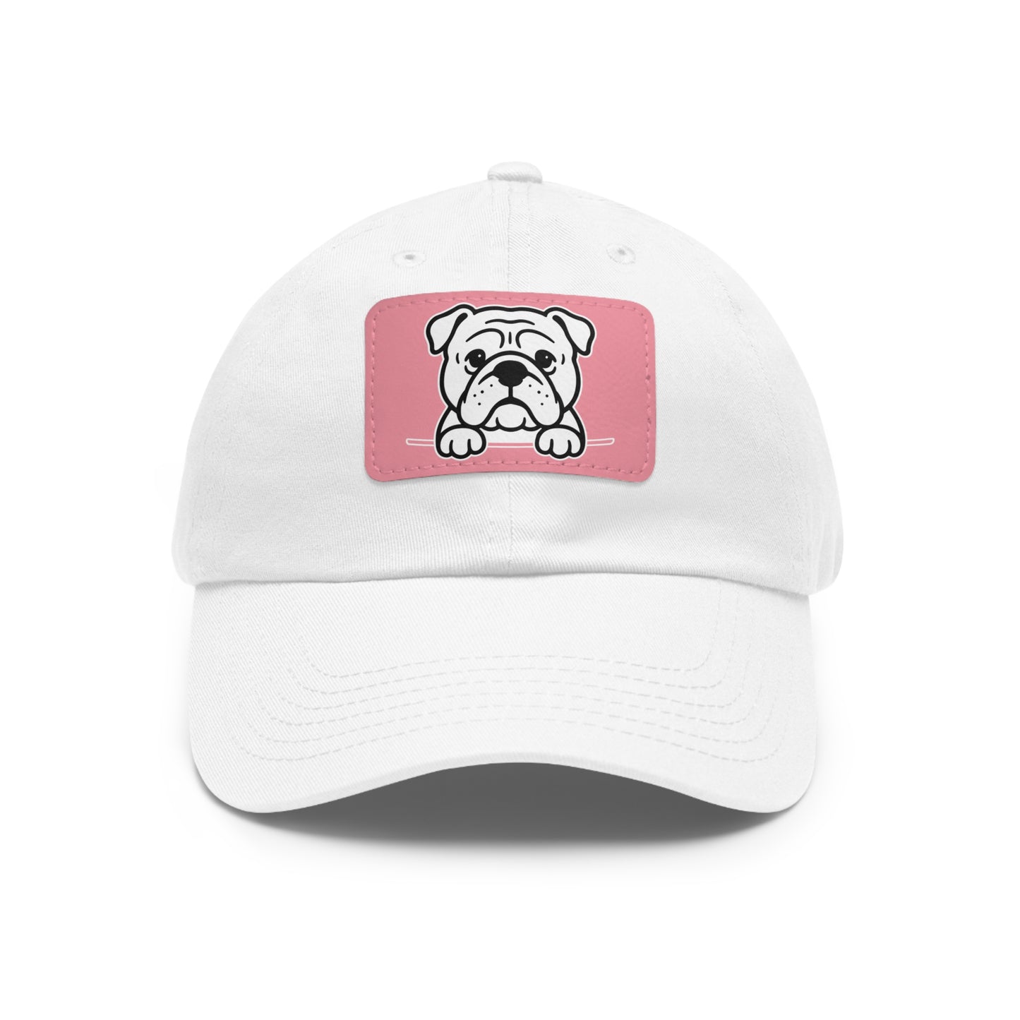 English Bulldog Dad Hat – Unisex Leather Patch Adjustable Cap